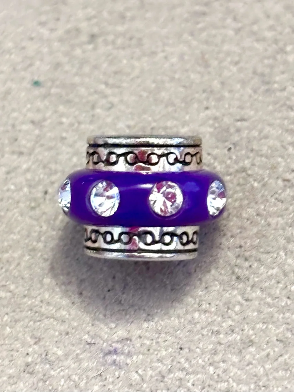 Brighton round Dazzle Spacer Purple resin bead Row of clear crystals Retired